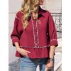 imageCicy Bell Womens Summer Peplum Blouses Half Sleeve Button Down Shirts Casual V Neck Ruffle TopsWine