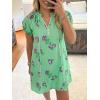 imageCicy Bell Womens Summer Puff Sleeve Mini Dresses Floral Print Ruffle Button V Neck Dress Loose Fit Patchwork Beach OutfitsLight Green