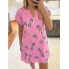 imageCicy Bell Womens Summer Puff Sleeve Mini Dresses Floral Print Ruffle Button V Neck Dress Loose Fit Patchwork Beach OutfitsPink