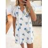 imageCicy Bell Womens Summer Puff Sleeve Mini Dresses Floral Print Ruffle Button V Neck Dress Loose Fit Patchwork Beach OutfitsWhite