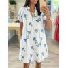 imageCicy Bell Womens Summer Puff Sleeve Mini Dresses Floral Print Ruffle Button V Neck Dress Loose Fit Patchwork Beach OutfitsWhite
