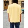 imageCicy Bell Womens Summer Satin Button Down Shirts Silk Short Sleeve V Neck Casual Dressy Tops Loose Fit Collared Work BlouseYellow