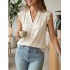 imageCicy Bell Womens Summer Silk Satin Tank Tops Lace Cap Sleeve V Neck Casual Dressy Shirt Loose Fit Button Work BlouseApricot