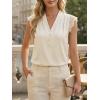 imageCicy Bell Womens Summer Silk Satin Tank Tops Lace Cap Sleeve V Neck Casual Dressy Shirt Loose Fit Button Work BlouseApricot