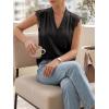 imageCicy Bell Womens Summer Silk Satin Tank Tops Lace Cap Sleeve V Neck Casual Dressy Shirt Loose Fit Button Work BlouseBlack
