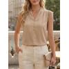 imageCicy Bell Womens Summer Silk Satin Tank Tops Lace Cap Sleeve V Neck Casual Dressy Shirt Loose Fit Button Work BlouseCamel