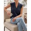 imageCicy Bell Womens Summer Silk Satin Tank Tops Lace Cap Sleeve V Neck Casual Dressy Shirt Loose Fit Button Work BlouseNavy
