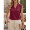 imageCicy Bell Womens Summer Silk Satin Tank Tops Lace Cap Sleeve V Neck Casual Dressy Shirt Loose Fit Button Work BlouseRed