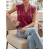 imageCicy Bell Womens Summer Silk Satin Tank Tops Lace Cap Sleeve V Neck Casual Dressy Shirt Loose Fit Button Work BlouseRed