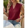 imageCicy Bell Womens Summer Silk Satin Tank Tops Lace Cap Sleeve V Neck Casual Dressy Shirt Loose Fit Button Work BlouseRed
