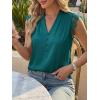 imageCicy Bell Womens Summer Silk Satin Tank Tops Lace Cap Sleeve V Neck Casual Dressy Shirt Loose Fit Button Work BlouseTeal