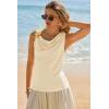 imageCicy Bell Womens Summer Tank Tops Sleeveless Stretchy Ruched Shirts Going Out Y2k Tops with Starfish Metal ButtonBeige