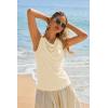 imageCicy Bell Womens Summer Tank Tops Sleeveless Stretchy Ruched Shirts Going Out Y2k Tops with Starfish Metal ButtonBeige