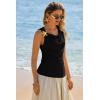 imageCicy Bell Womens Summer Tank Tops Sleeveless Stretchy Ruched Shirts Going Out Y2k Tops with Starfish Metal ButtonBlack