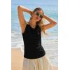 imageCicy Bell Womens Summer Tank Tops Sleeveless Stretchy Ruched Shirts Going Out Y2k Tops with Starfish Metal ButtonBlack