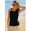 imageCicy Bell Womens Summer Tank Tops Sleeveless Stretchy Ruched Shirts Going Out Y2k Tops with Starfish Metal ButtonBlack