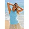 imageCicy Bell Womens Summer Tank Tops Sleeveless Stretchy Ruched Shirts Going Out Y2k Tops with Starfish Metal ButtonLight Blue