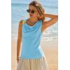imageCicy Bell Womens Summer Tank Tops Sleeveless Stretchy Ruched Shirts Going Out Y2k Tops with Starfish Metal ButtonLight Blue