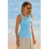 imageCicy Bell Womens Summer Tank Tops Sleeveless Stretchy Ruched Shirts Going Out Y2k Tops with Starfish Metal ButtonLight Blue