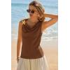 imageCicy Bell Womens Summer Tank Tops Sleeveless Stretchy Ruched Shirts Going Out Y2k Tops with Starfish Metal ButtonLight Coffee