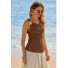 imageCicy Bell Womens Summer Tank Tops Sleeveless Stretchy Ruched Shirts Going Out Y2k Tops with Starfish Metal ButtonLight Coffee