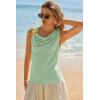 imageCicy Bell Womens Summer Tank Tops Sleeveless Stretchy Ruched Shirts Going Out Y2k Tops with Starfish Metal ButtonPea Green