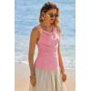 imageCicy Bell Womens Summer Tank Tops Sleeveless Stretchy Ruched Shirts Going Out Y2k Tops with Starfish Metal ButtonPink