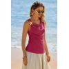 imageCicy Bell Womens Summer Tank Tops Sleeveless Stretchy Ruched Shirts Going Out Y2k Tops with Starfish Metal ButtonViolet