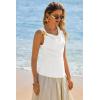 imageCicy Bell Womens Summer Tank Tops Sleeveless Stretchy Ruched Shirts Going Out Y2k Tops with Starfish Metal ButtonWhite