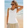 imageCicy Bell Womens Summer Tank Tops Sleeveless Stretchy Ruched Shirts Going Out Y2k Tops with Starfish Metal ButtonWhite