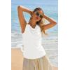 imageCicy Bell Womens Summer Tank Tops Sleeveless Stretchy Ruched Shirts Going Out Y2k Tops with Starfish Metal ButtonWhite