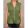 imageCicy Bell Womens Summer V Neck Tank Tops Smocked Zipper Sleeveless Vest Pleated Peplum ShirtsArmy Green