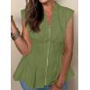 imageCicy Bell Womens Summer V Neck Tank Tops Smocked Zipper Sleeveless Vest Pleated Peplum ShirtsArmy Green