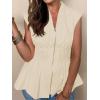 imageCicy Bell Womens Summer V Neck Tank Tops Smocked Zipper Sleeveless Vest Pleated Peplum ShirtsBeige