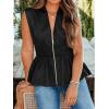 imageCicy Bell Womens Summer V Neck Tank Tops Smocked Zipper Sleeveless Vest Pleated Peplum ShirtsBlack