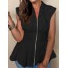 imageCicy Bell Womens Summer V Neck Tank Tops Smocked Zipper Sleeveless Vest Pleated Peplum ShirtsBlack