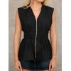 imageCicy Bell Womens Summer V Neck Tank Tops Smocked Zipper Sleeveless Vest Pleated Peplum ShirtsBlack