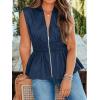 imageCicy Bell Womens Summer V Neck Tank Tops Smocked Zipper Sleeveless Vest Pleated Peplum ShirtsNavy