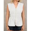 imageCicy Bell Womens Summer V Neck Tank Tops Smocked Zipper Sleeveless Vest Pleated Peplum ShirtsWhite
