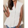 imageCicy Bell Womens Summer V Neck Tank Tops Smocked Zipper Sleeveless Vest Pleated Peplum ShirtsWhite