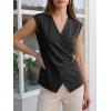 imageCicy Bell Womens Summer V Neck Wrap Tank Tops Casual Dressy Ruched Vest Tops Slim Fit Work Metal Buckle Sleeveless ShirtsBlack