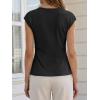 imageCicy Bell Womens Summer V Neck Wrap Tank Tops Casual Dressy Ruched Vest Tops Slim Fit Work Metal Buckle Sleeveless ShirtsBlack