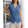 imageCicy Bell Womens Summer V Neck Wrap Tank Tops Casual Dressy Ruched Vest Tops Slim Fit Work Metal Buckle Sleeveless ShirtsBluish Gray