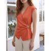 imageCicy Bell Womens Summer V Neck Wrap Tank Tops Casual Dressy Ruched Vest Tops Slim Fit Work Metal Buckle Sleeveless ShirtsGrayish Orange
