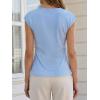 imageCicy Bell Womens Summer V Neck Wrap Tank Tops Casual Dressy Ruched Vest Tops Slim Fit Work Metal Buckle Sleeveless ShirtsSky Blue