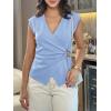imageCicy Bell Womens Summer V Neck Wrap Tank Tops Casual Dressy Ruched Vest Tops Slim Fit Work Metal Buckle Sleeveless ShirtsSky Blue