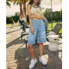 imageCicy Bell Womens Summer Wide Leg Denim Shorts Casual Loose Mid Rise Jorts Bermuda Knee Length Jeans ShortsBaby Blue