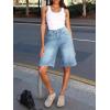 imageCicy Bell Womens Summer Wide Leg Denim Shorts Casual Loose Mid Rise Jorts Bermuda Knee Length Jeans ShortsBaby Blue
