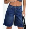 imageCicy Bell Womens Summer Wide Leg Denim Shorts Casual Loose Mid Rise Jorts Bermuda Knee Length Jeans ShortsDark Blue