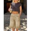 imageCicy Bell Womens Summer Wide Leg Denim Shorts Casual Loose Mid Rise Jorts Bermuda Knee Length Jeans ShortsKhaki